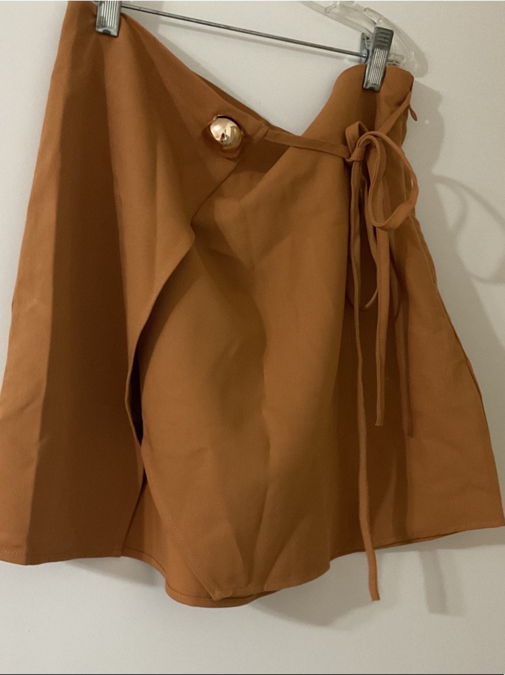 Women's Mini Wrap Skirt in Warm Brown